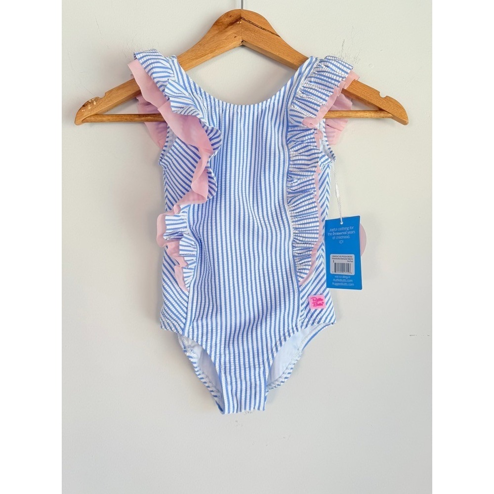 Ruffle Buts Seersucker Striped One Piece Swimsuit Size 5 Ruffle Beach